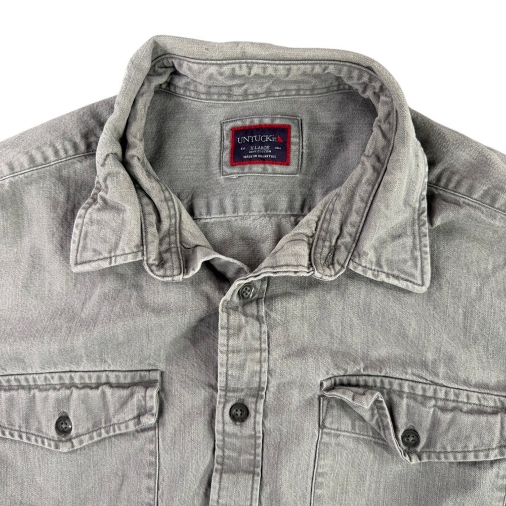 UNTUCKit Button Down Shirt Mens XL Gray Long Sleeve Dual Pocket Cotton Work